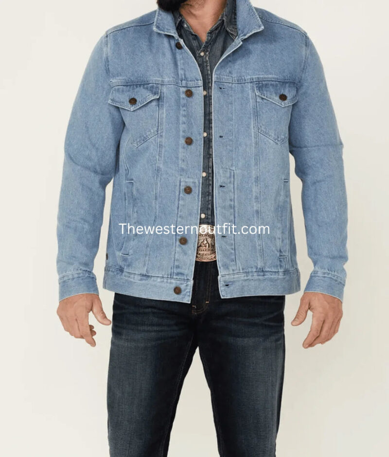 Dallas Men’s Premium Light Wash Men's Denim Jacket - Image 3