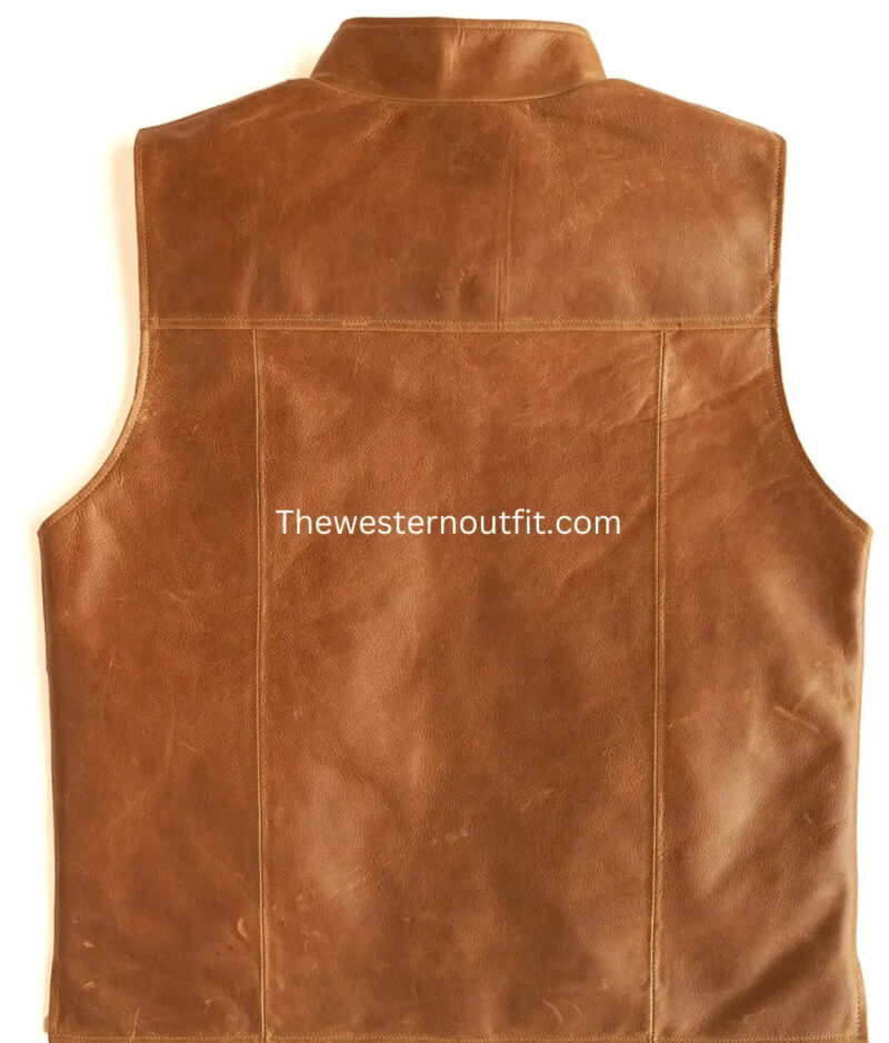 Men’s Musterd Western Leather Vest - Image 3