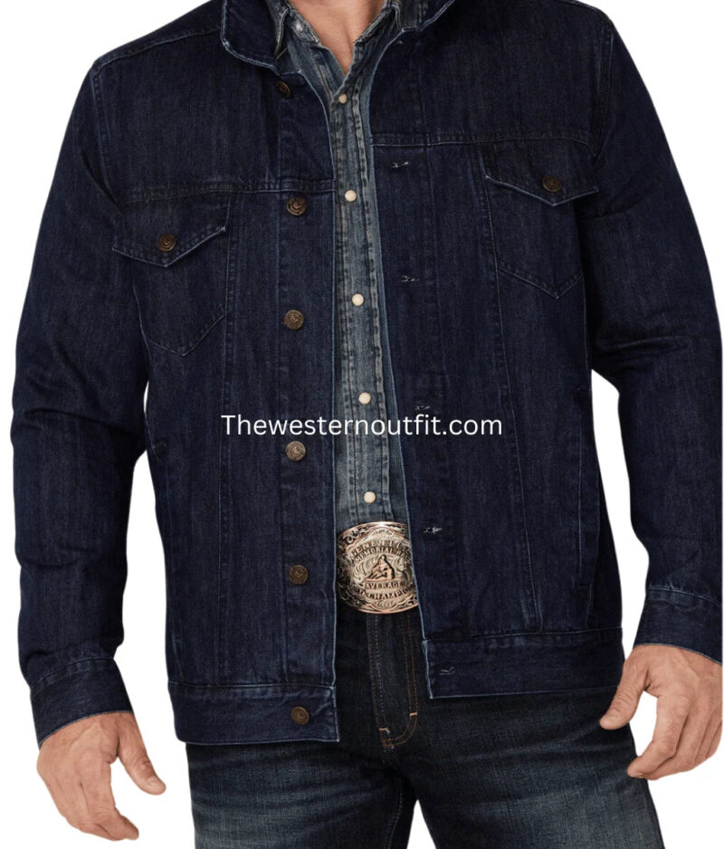 Men’s Classic Marksman Dark Wash Denim Jacket - Image 3