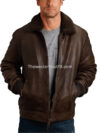 Smooth Design Men’s Brown Sherpa Leather Jacket