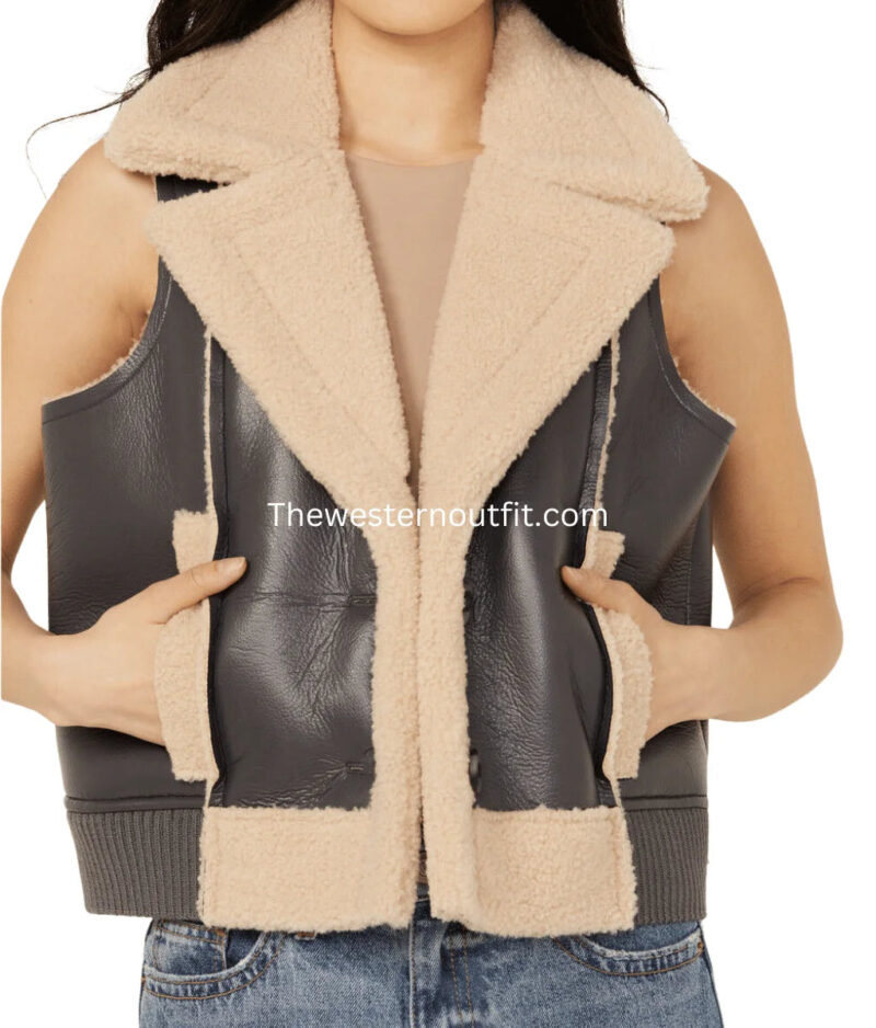 Women's Charles Sherpa Bonded Faux Leather Vest - Image 3