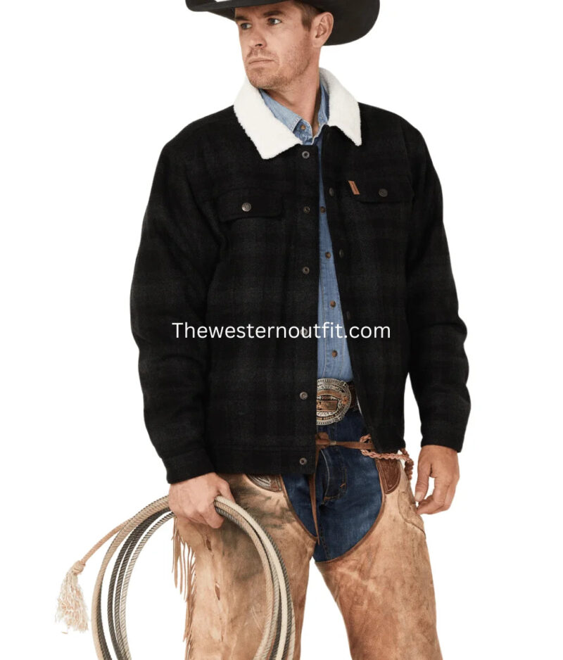Cinch Men's Solid Sherpa-Lined CC Snap Wool Trucker Jacket - Image 3