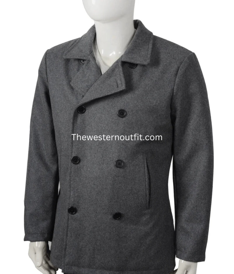 Ryan Bingham Black Wool Pea Coat - Image 4