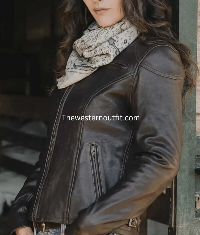 Cafe Racer Women’s Brown Leather Jacket - Image 2