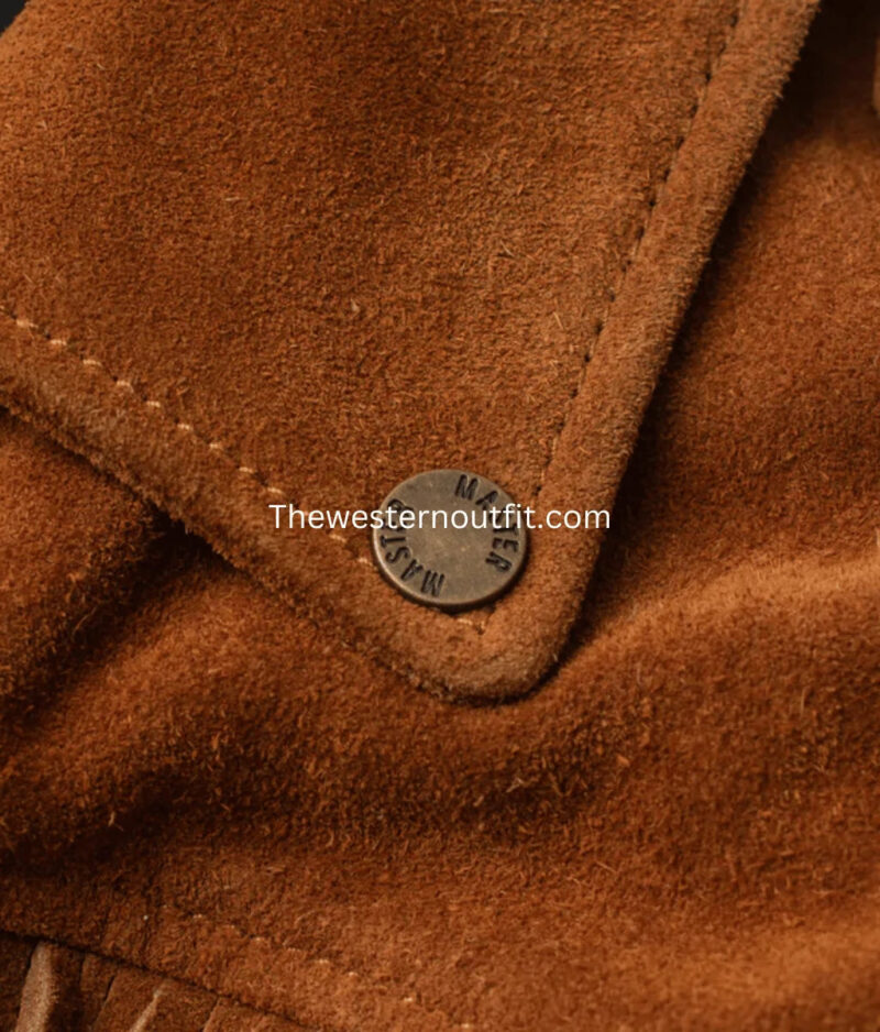 Westworld Style Men’s Brown Suede Western Cowboy Jacket with Fringes - Image 4
