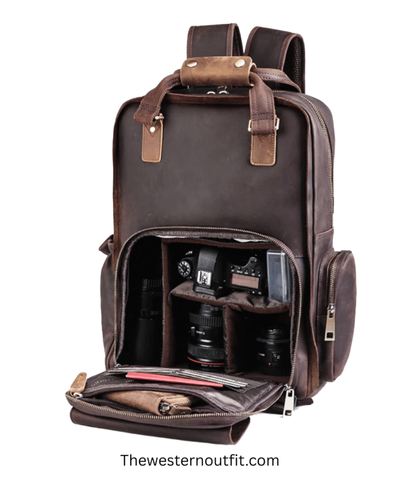 The Gaetano Leather Backpack Camera Bag with Tripod Holder - Image 3