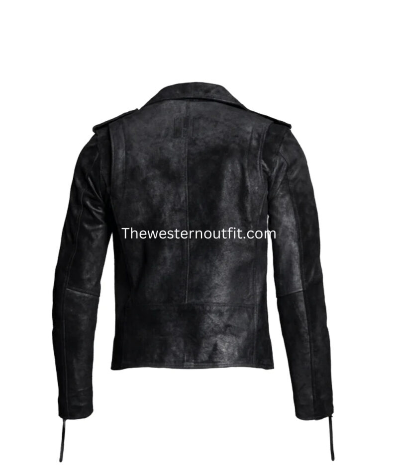 Cowhide Quality Rock Ridge Black Leather Biker Jacket for Men - Image 5
