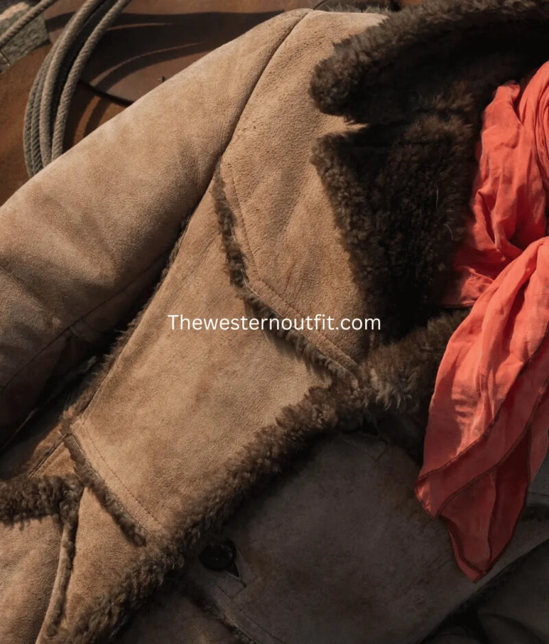 Vintage Marlboro Man Style Light Brown Sheepskin Leather Jacket Coat - Image 3