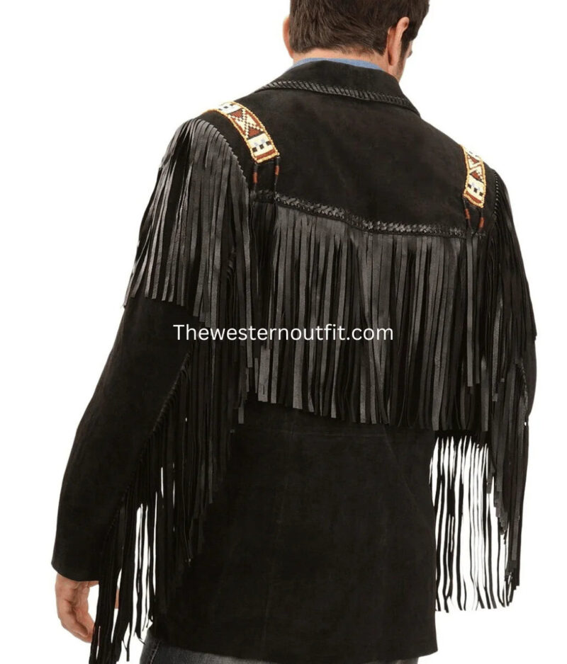 Scully Men's Bone Beaded Fringe Leather Jacket - Image 3