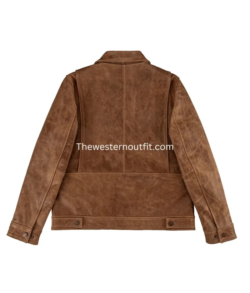 Cow Hide Tan Western Leather Jacket - Image 8