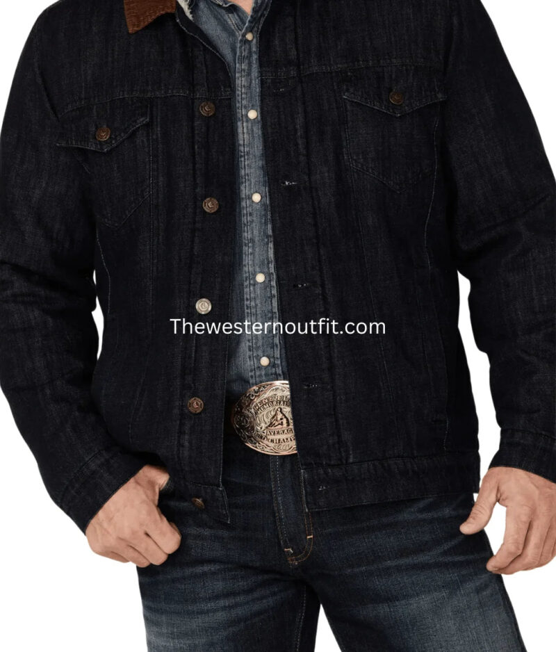 Hawx Men’s Dark Wash Sherpa-Lined Denim Jacket - Image 3