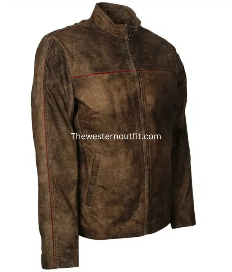 Classic Western Design Men’s Ranch Hand Brown Leather Jacket - Image 3