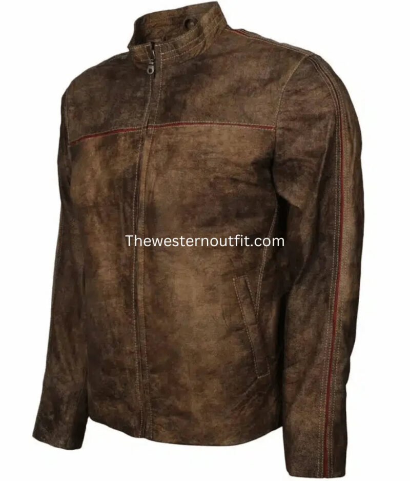 Classic Western Design Men’s Ranch Hand Brown Leather Jacket - Image 4