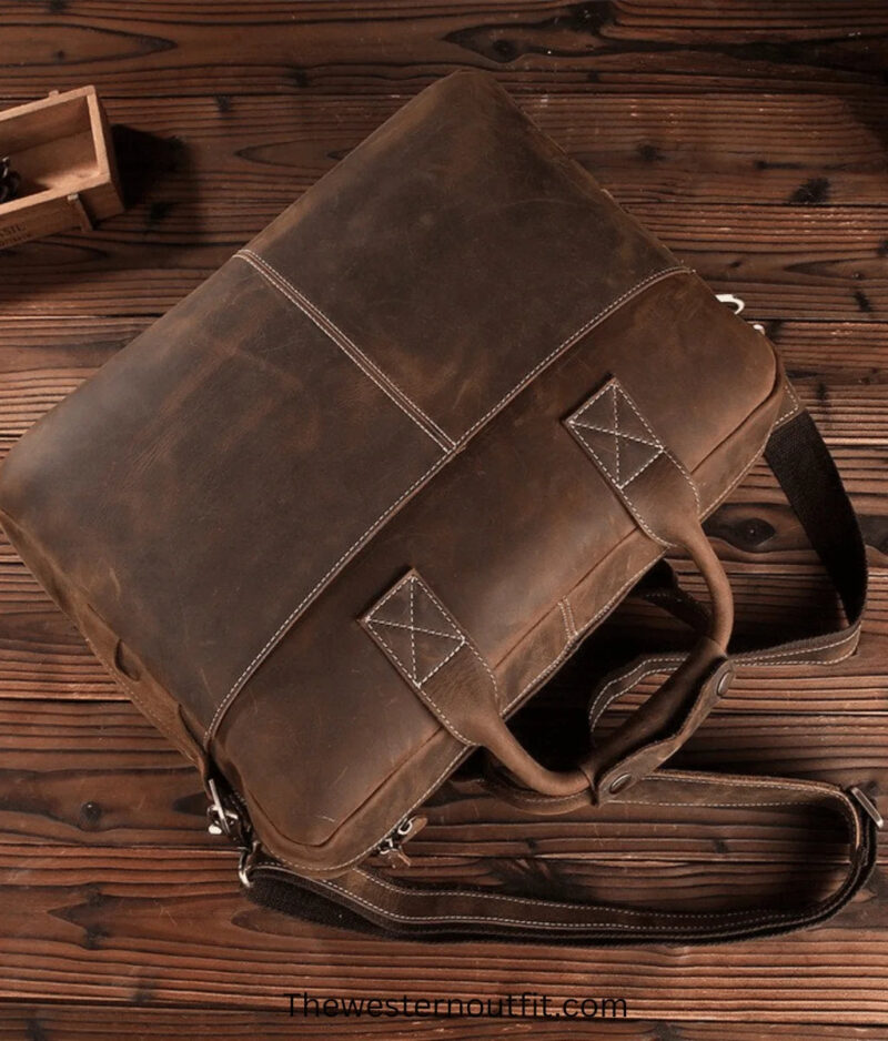 The Welch Briefcase Vintage Leather Messenger Bag - Image 4