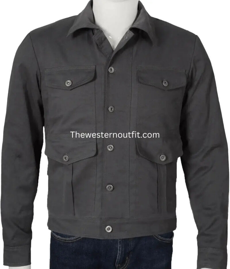 Yellowstone Series John Dutton Grey Cotton Jacket - Image 4