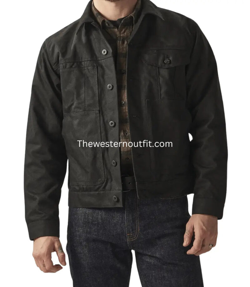 Rip Wheeler Black Cotton Jacket – Yellowstone Series - Image 4