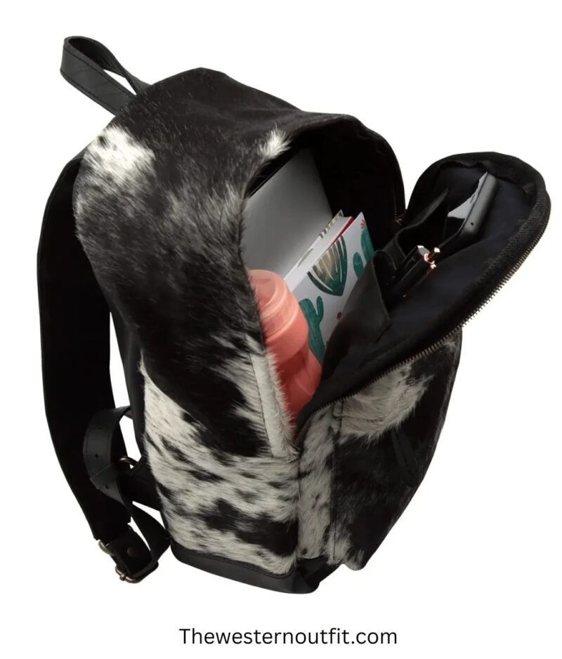 Western Cowhide Travel Leather Backpack - Image 4