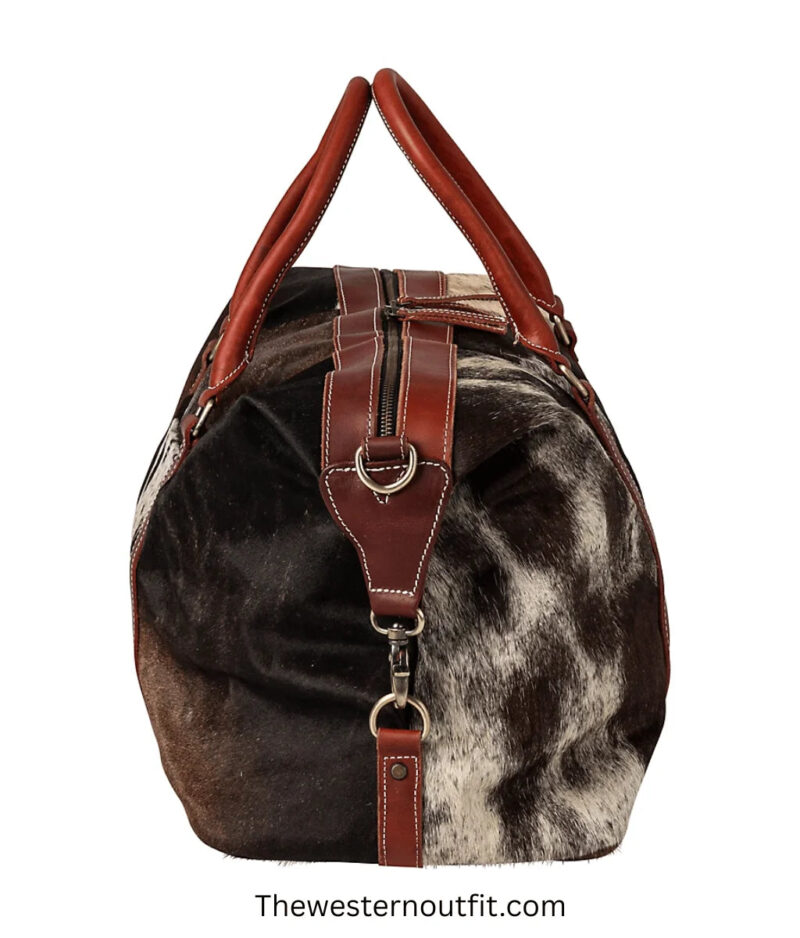 Huntley Equestrian Cowhide Travel Duffel Bag - Image 4