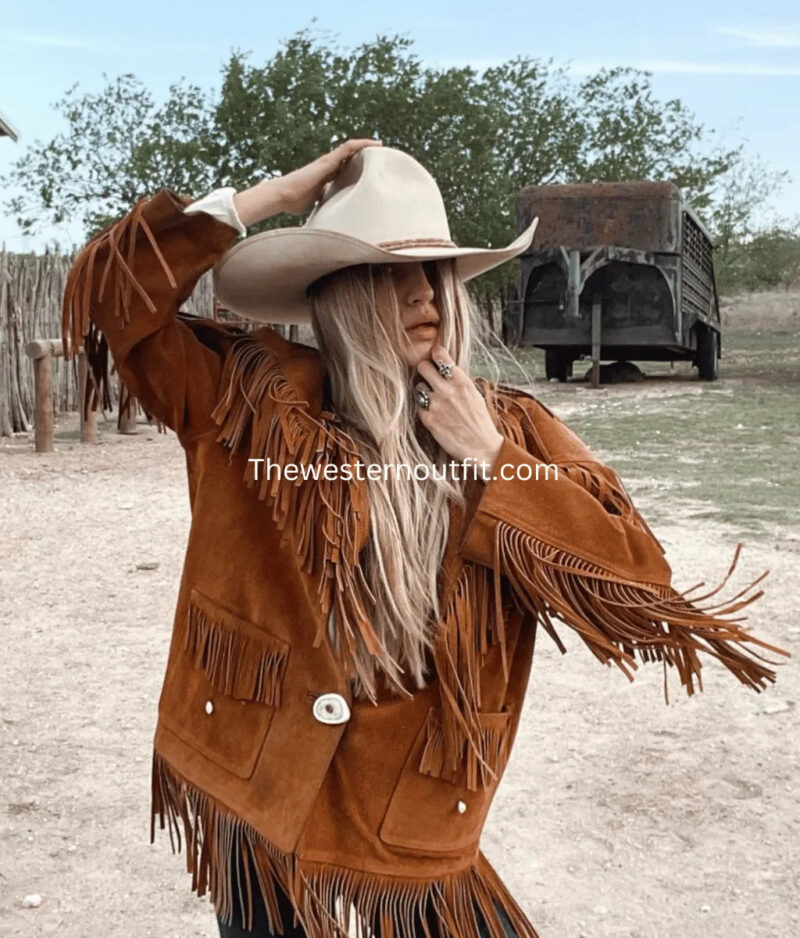 Fringe with a Shed Horn Button Leather Jacket 1970’s Style - Image 4