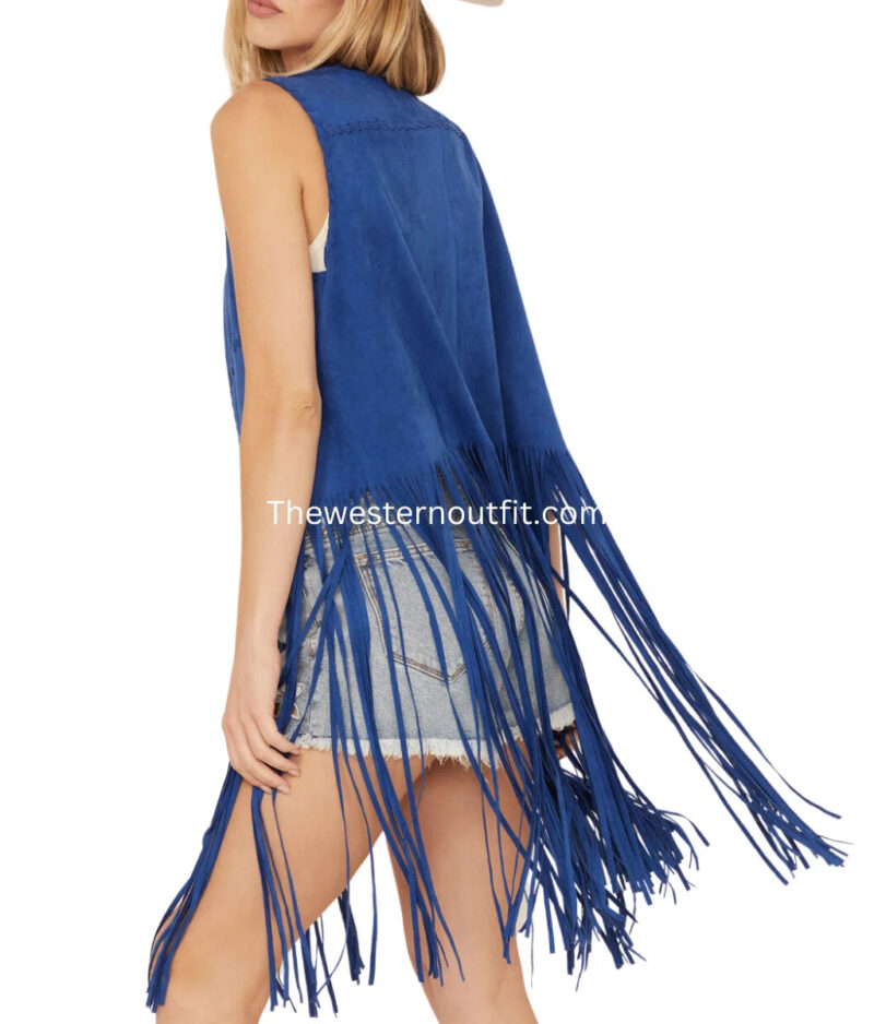 Fornia Women's Faux Suede Fringe Vest - Image 4
