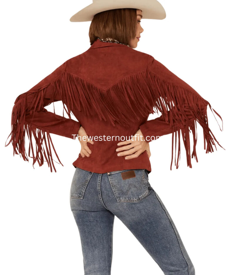 Fornia Women’s Stone Fringe Front Zip-front Moto Jacket - Image 4