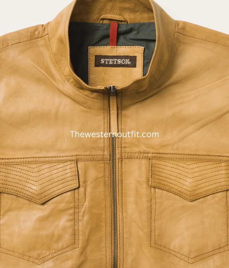 Camel Brown Real Leather Jacket for Men - Image 4
