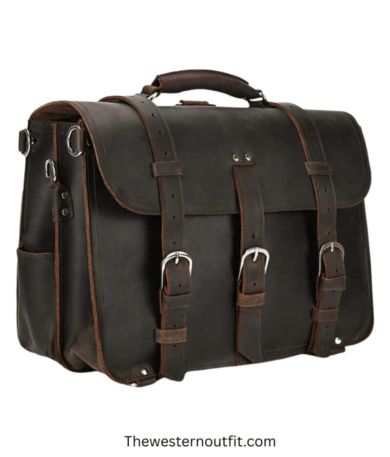 Gustav Messenger Bag Large Capacity Leather Bag - Image 4