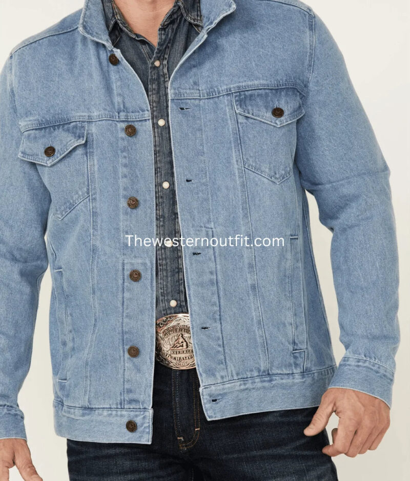 Dallas Men’s Premium Light Wash Men's Denim Jacket - Image 5