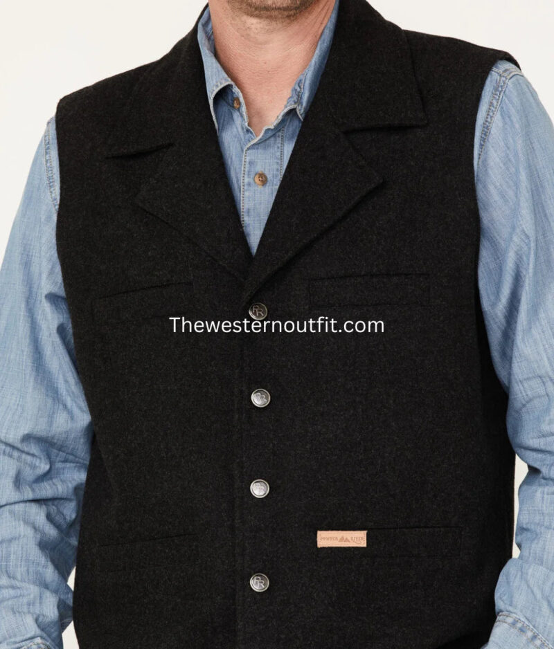 Powder River Men's Black Wool Montana Vest - Image 3
