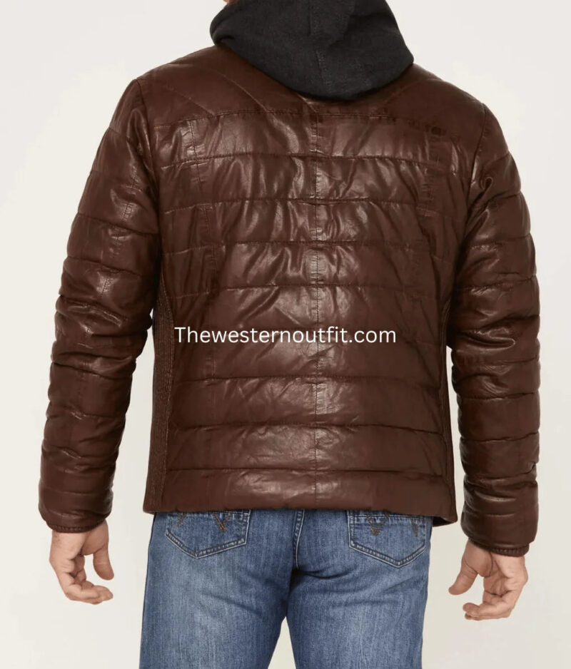 Leather Puffer Jacket Men Stylish Warm - Image 4