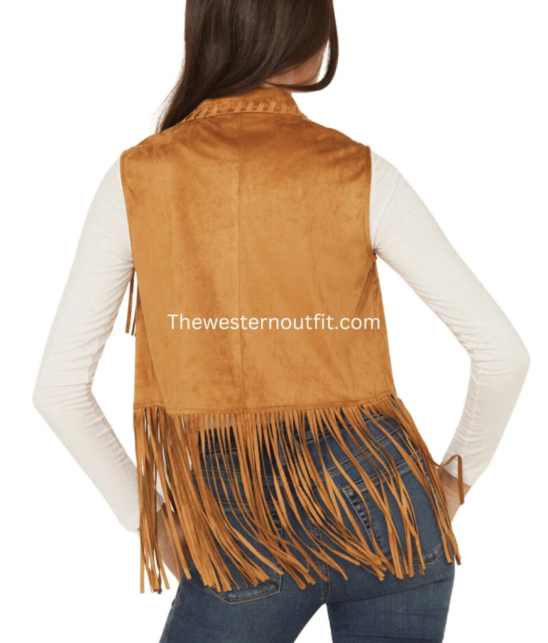 Women's Festival Fringe Faux Suede Vest - Image 4
