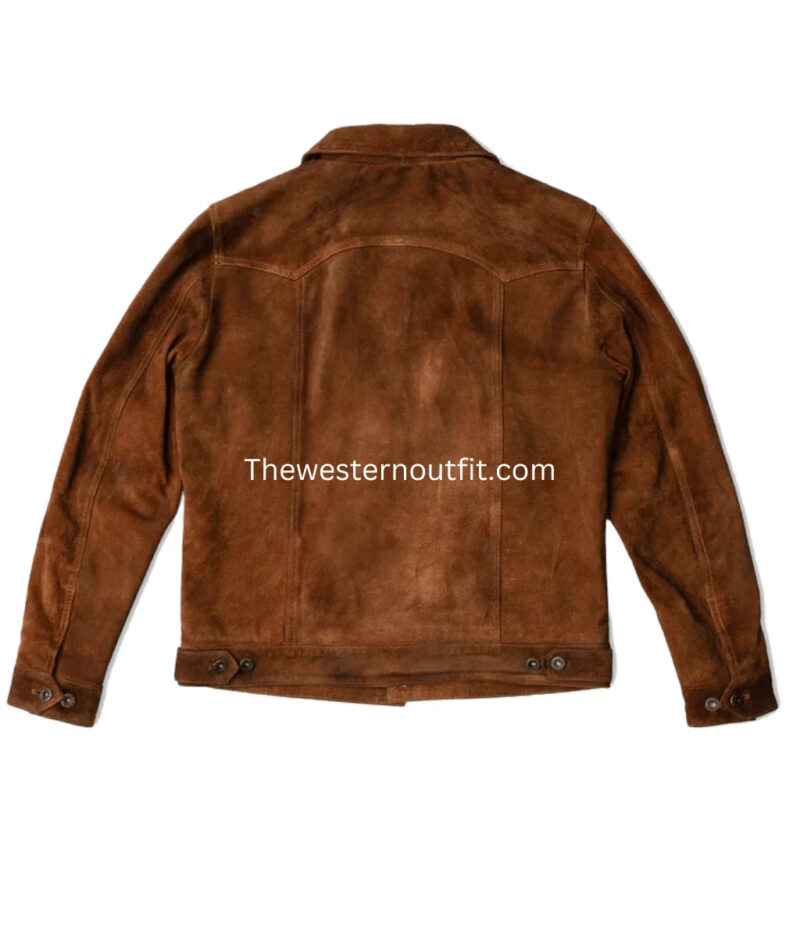 Lordsburg Design  Men’s Brown Suede Leather Trucker Jacket - Image 3