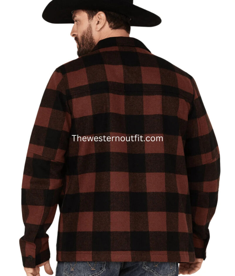 Men's Plaid Print Wool Western Jacket - Image 4
