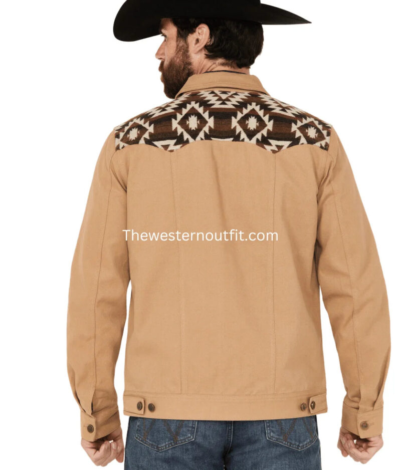 Men's Southwestern Print Canvas Button Jacket - Image 4
