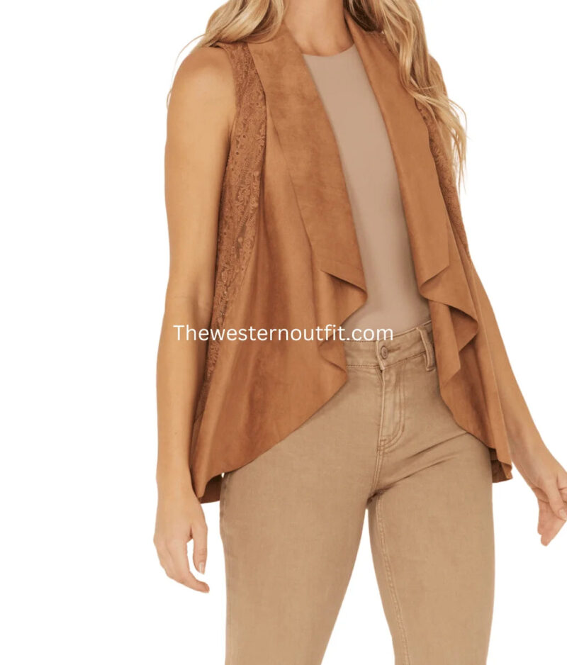 Shyanne Women's Cascade Lace Faux Suede Vest