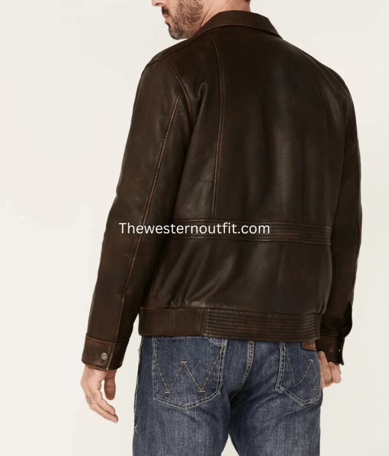 Mens Hector Dark Brown Leather Jacket - Image 4