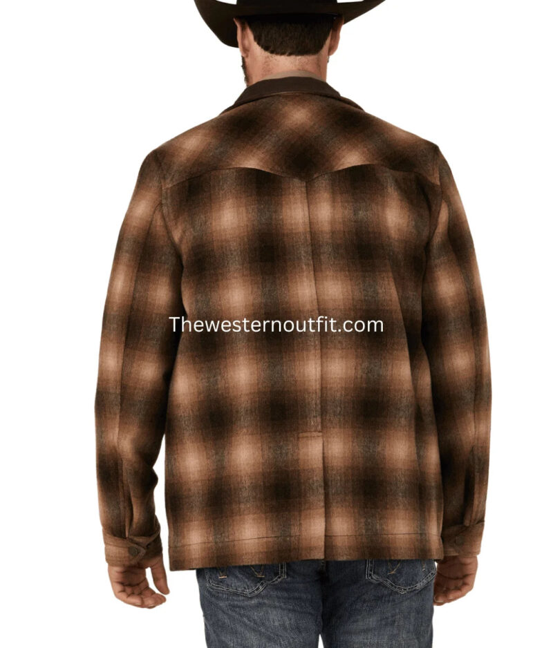 Men's Plaid Print Heavy Brushed Wool Snap Jacket - Image 4
