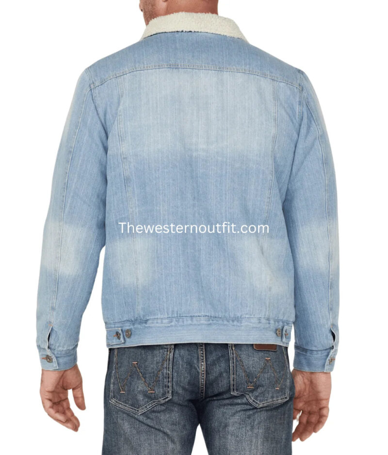 Herdsman Sherpa Lined Light Wash Denim Jacket - Image 4