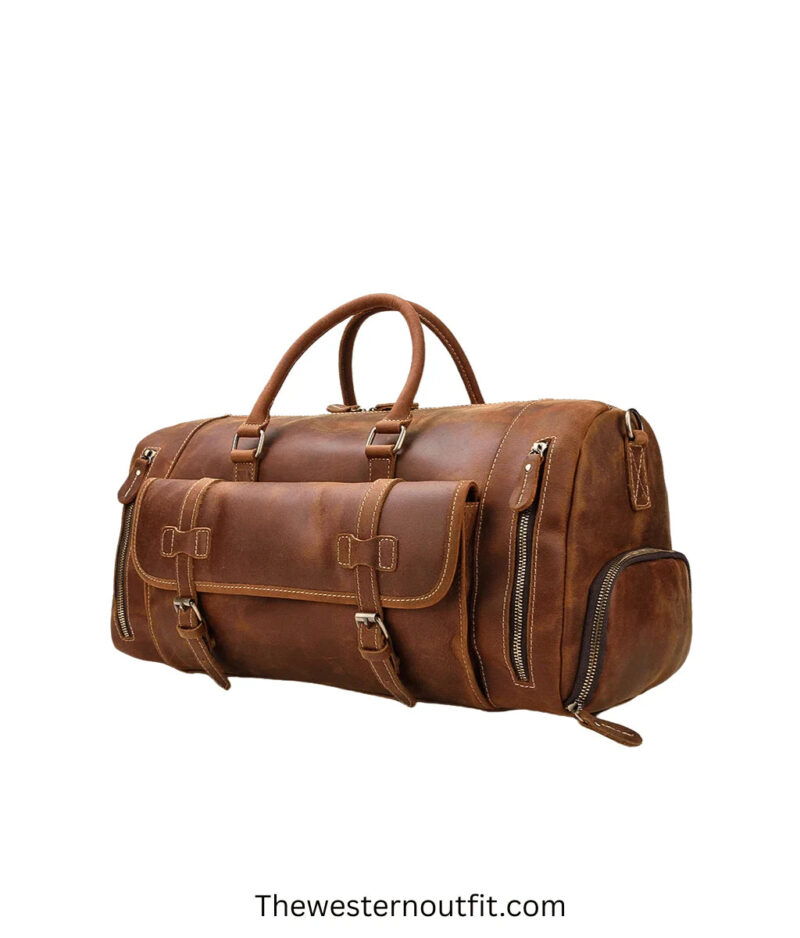 The Bard Weekender Handmade Leather Duffle Bag - Image 4