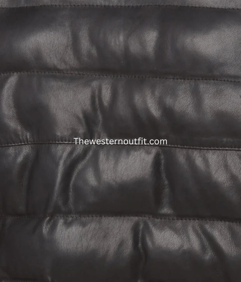 Black Leather Puffer Jacket for Men – Cozy Jacket - Image 4