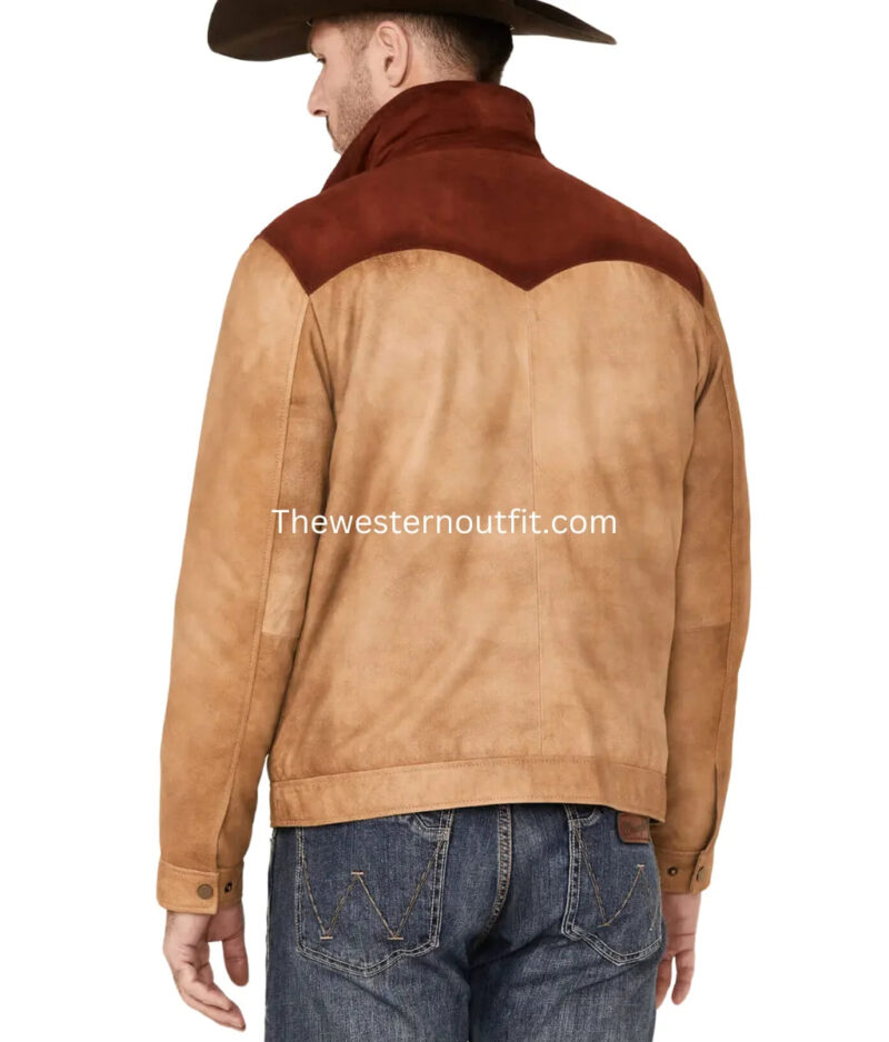 Men’s Burnished Suede Color Block Jacket - Image 4