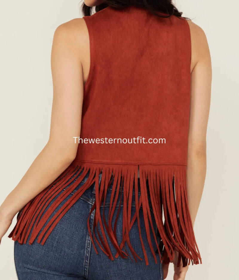 Rock & Roll Denim Women's Faux Suede Fringe Vest - Image 4
