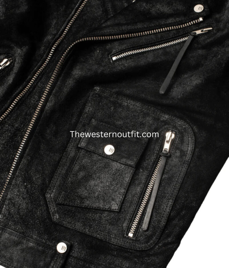Cowhide Quality Rock Ridge Black Leather Biker Jacket for Men - Image 6