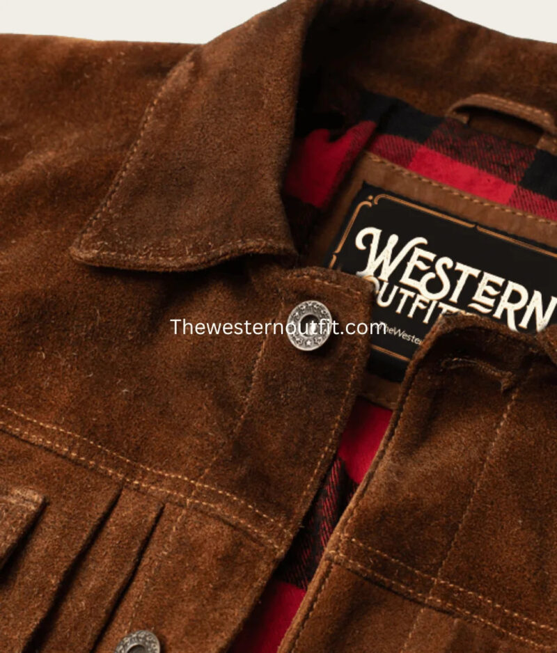 Lordsburg Brown Suede Leather Trucker Jacket - Image 4