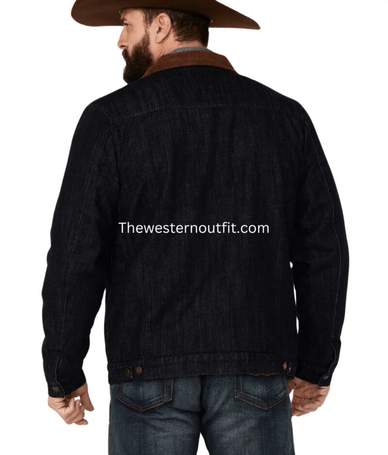 Hawx Men’s Dark Wash Sherpa-Lined Denim Jacket - Image 4