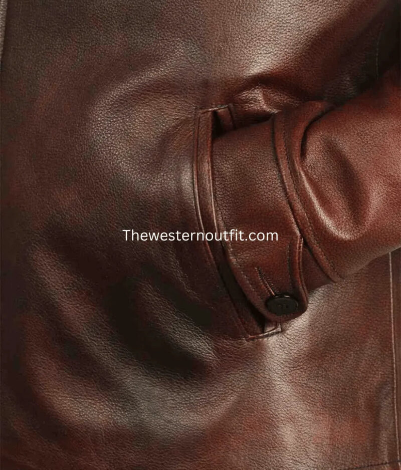 Women’s Stone Western Brown Leather Jacket - Image 4