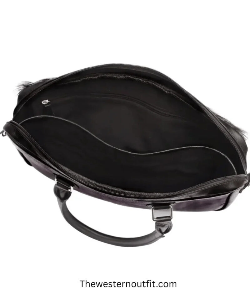 Cowhide Leather Black And White Laptop Bag - Image 7