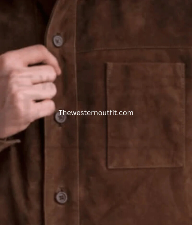Xavier Mocha Suede Leather Shirt - Image 4