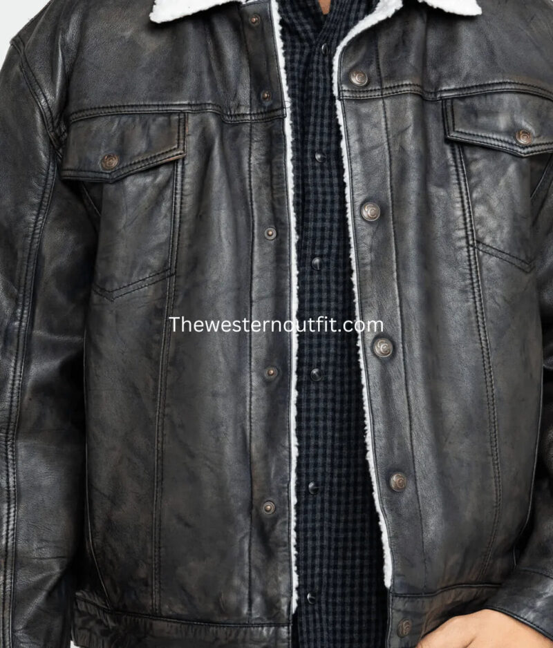 Sherpa Lined Conceal Carry Leather Jacket for Men - Image 4