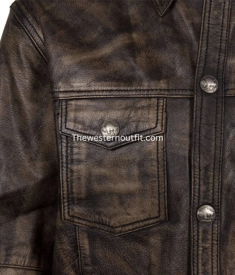 Timeless Design Men’s Rifleman Brown Stone Western Leather Jacket - Image 5